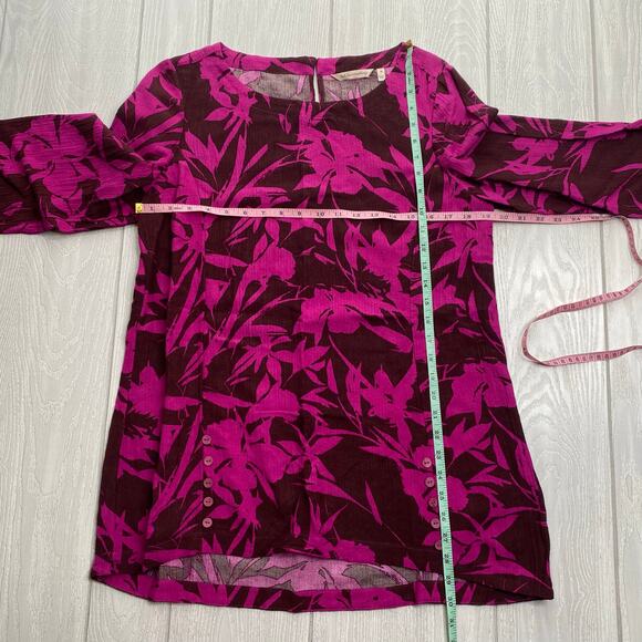 Soft Surroundings Purple Tropical Oceo Gauze Tunic & Wide Leg Pants Size Medium - Picture 4 of 16